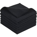 KinHwa Dish Cloths Ultra Absorbent Microfiber Cleaning Cloths Odor Free Waffle Weave Kitchen Dishcloths Rags 12inch x 12inch Blue-Black 6 Pack