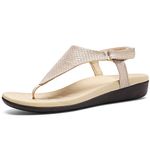 UTENAG Womens Arch Support Sandals Orthotic Adjustable Thong Flip Flops, Beige, 8.5