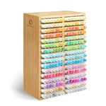 Ohuhu Bamboo Marker Organizer, Wooden Desktop Storage Hold 224 Markers, Markers Pens Pencils Art Brushes Stationary Organizer Pencil Holder with 32 Compartments for Home Classroom Office Decor