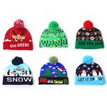 6 Pack LED Light-up Hat Knitted Christmas Beanie Hat Unisex LED Christmas Cap