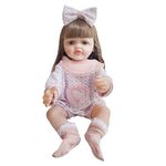 Himaja Little Shopee™ | Silicone Body Reborn Girl Baby Doll Big Size| Realistic Looking with Long Hairs | Gift for Childrens | Size 55cm (Pink.)