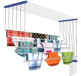 HOMEWELL LIFE Ceiling Cloth Dryer for Balcony Pulley Hanging Wall Mounted Wet Clothes Drying Hanger Stand Stainless Steel Rod with Nylon Ropes Iron Bracket (8 FEET)