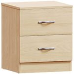 Vida Designs Large Pine Bedside Cabinet, 2 Drawer With Metal Handles and Runners, Unique Anti-Bowing Drawer Support, Riano Bedroom Furniture