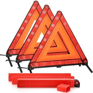 Fasmov Triple Warning Triangle Emergency Warning Triangle Reflector Safety Triangle Kit,3-Pack