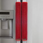 WISHLAND™ Set of 2 Pcs Reversible Fridge Handle Cover for Oven/Refrigerator/Car (6X14 Inches, Red)