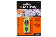 Munix FL-1243 112 mm / 4.5" Stainless Steel Foldable Scissors | Pointed Tip Blade with Lock Mechanism | Asymmetrical Handles for Easy Grip | Green, Pack of 3 - Color May Vary