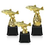 SINGOMON 3 Sizes Fishing Trophy Gold Trophies Plastic Trophy Awards Fish Figurine Statue Trophy Gold Trophy Cup Old Fish Trophy Award 1st Reward Prizes Trophy for Fishing Competitions Party Favors