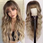 Lativ Blonde Wig With Bangs Long Wa