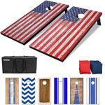 GoSports American Flag Regulation Size Cornhole Set Includes 8 Bags, Carry Case & Rules, Size: 4 x 2"