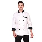 KODENIPR CLUB Men's And Women's Casual Style White Chef Coat Black Contrast,Polycotton,Size (X-Large(42))