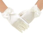 DreamHigh Wedding Flower Girl's Stretch Satin Dress Gloves, Ivory, One Size