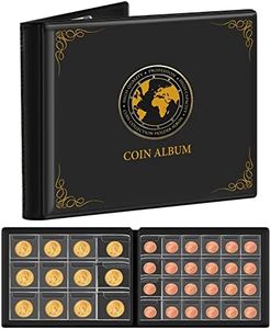 Coin Collection Supplies for Collectors, 300 Pockets Coins Collecting Folder Album with PVC Free Sleeves for 20/25/ 27/30/ 38/ 46mm. Coin Book Holder Storage Organizer Case (Black)