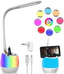 ERAY Rechargeable Desk Lamp with 3 Color Modes, 8 Colors Night Light, Pen Holder, Kids LED Study Table Lamp for Home Office Dorm Reading Studying, Eye Caring, Ideal Gifts, Adapter Included