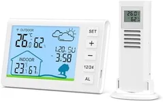 ORIA Weather Station, Wireless Indoor Outdoor Thermometer with Clock, Wireless Temperature and Humidity Gauge Monitor with 5 Weather Forecasts, Alarm, Snooze, Time, Date, for Home, Garden, Hotel