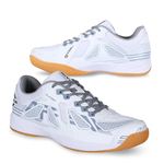 Nivia Appeal 3.0 Badminton Shoes | Your Secret Weapon for Court Domination | Stylish, Supportive, and Built to Win | Non-Marking Badminton Sports Shoes | (White/Grey) | Size UK08