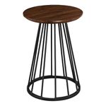 Walker Edison Vivv Modern Round Metal-Base Side Table, 16 Inch, Dark Walnut