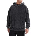 Bobeutou Oversized Hoodie Men Vintage Cotton Casual Hooded Sweatshirt Trendy Baggy Basic Hoodies Retro Pullover Streetwear, A-black, XX-Large