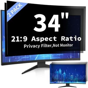 DEJIMAX 34 Inch Curved Computer Privacy Screen Filter for 21:9 Widescreen Computer Monitor Screen Protector Computer Screen Privacy Shield Anti Glare and Blue Light (2-Pack)