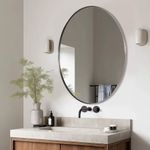 ANDY STAR Oval Mirror, Brushed Nickel Bathroom Mirror, 24x32 Brushed Nickel Metal Framed Oval Wall Mirror for Bathroom, Modern Nickel Oval Vanity Mirror Stainless Steel Frame Wall Mount