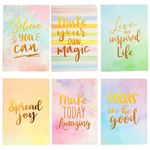 6 Pack Inspirational Notebooks for Women, A5 Motivational Soft Cover Journals for Students, Watercolor Designs, Gift Set (5.7 x 8.2 In)