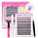 DIY Lash Extension Kit, CALAILIS Lash Extension Kit with 144Pcs D Curl Lash Clusters, Strong Hold Lash Bond and Seal, Cluster Lash Glue Remover and Lash Applicator Lash Clusters Kit (HD17-Kit)