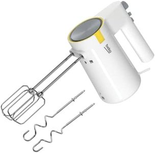 BEKO, Hand Stirrer 425W 5 Speed + Turbo Whisk + Hook Stainless Steel LV-Resistant Ejection Button with Accessories White