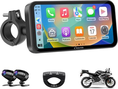 Carpuride W603D Motorcycle GPS CarPlay Screen – 6.3” Waterproof Touchscreen, Wireless CarPlay & Android Auto, HD Dual Cameras, Remote Control