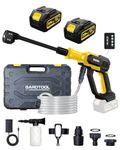 Portable Pressure Washer Cordless 1100PSI - 2 Batteries & Fast Charger, Brushless Motor, 6-in-1 Nozzle, Foam Cannon, 3 Speed Settings Cordless Power Washer for Car, Patio & Outdoor Cleaning
