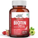 The Body Reserve Plant Based Biotin Tablets -120 Veg Tablets, Biotin from Sesbania with Amla, Grapeseed & Hair Multivitamins, Biotin helps Hair Growth, Strong Hair, Glowing Skin & Nails, For Men Women