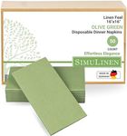 SimuLinen Olive Green Linen Feel Disposable Dinner Napkins Paper Disposable - KOSHER Green Thanksgiving Napkins, Cloth-Like Airlaid Material Wedding, Bathroom Guest Handtowel – 16”x16” – Box of 50