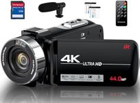 Camcorder Video Camera 4K Ultra HD 44MP Vlogging Camera for YouTube 18X Digital Zoom Camcorder 3.0" IPS Screen Video Recorder with External Mic, Controller, 2 Batteries and 32G SD Card