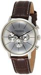 Akribos XXIV Men's 'Ultimate' Multifunction Swiss Watch - Silver Sunray Dial 3 Subdials Onion Crown On Genuine Brown Croco-Embossed Leather Band - AK647