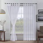 Megachest lucy Woven Voile Tab Top Curtain a pair with ties (28 colors) with tie backs (cotton-look white, 56" wideX72 drop(W142cmXH183cm))…