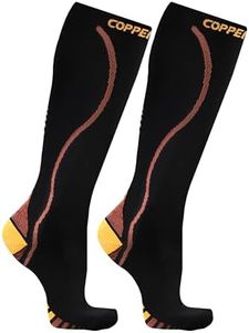 CopperJoint Copper Compression Socks Men & Women - Easy On, Easy Off Compression Copper Socks – Comfortable & Supportive Running Sock - Breathable Knee High Circulation Socks (Large - X-Large)