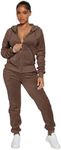 Womens 2 Piece Velour Tracksuit Two Piece Soft Velvet Hooded Outfits for Women, Longsleeve Zip Up Hoodie Workout Pants Jogging Sets Sweatpants Matching Suit Sports Sweatshirt Athletic Set with Pockets