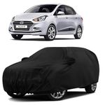 Sulfar 100% Water Resistant Car Body Cover Compatible with Mirror for Hyundai Xcent (Triple Stitched, Full Bottom Elastic, Black)