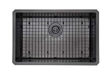 Yutong Undermount Stainless Steel Single Bowl Kitchen Sink (black sink with grid, 28" x 18"x 10")