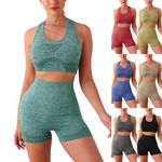 SWOPPLY Women Seamless Bra Tops Suits with Shorts Gym Tracksuit Butt Lifting Workout Leggings Hip Yoga Pair High Waist with Pockets Buttocks yoga pants Beach Palazzo Running Atheletic Seamless Compression Stretchy (Yoga Bra And Pent)