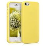 kwmobile Case Compatible with Apple iPhone SE (1.Gen 2016) / iPhone 5 / iPhone 5S Case - Soft Slim Protective TPU Silicone Cover - Pastel Yellow Matte