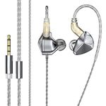 keephifi BLON BL07 Wired Earphones,10mm Fiber Diaphragm in Ear Monitors,Premium and HiFi-Level Transparent Silver Detachable Cable Music Headphones,HiFi Bass Noise-Isolating Earbuds (no mic, Silver)