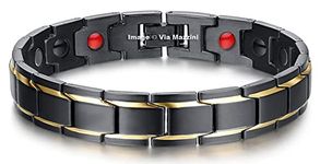 Via Mazzini Stainless Steel Black Strand Bracelet For Men (Bracelet0158)