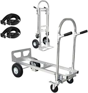 3 in 1 Convertible Hand Truck Dolly Cart with Wheels Heavy Duty/with 4 Wheels &Brakes /1000Lbs Load for Furniture/Electrical Appliance/Carton/Warehouse/Office /10 Minutes to Install as Video