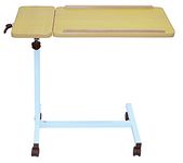 Aidapt Twin Overbed and Chair Table Desk with Hygienic Laminated Easy Clean Top, Height and Angle Adjustment for Writing, Eating, Reading and Hobbies with Easy Move Castors with Brakes.