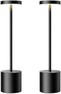 SAKRINGT Cordless Table Lamps Rechargeable,6000mAh Portable Battery Operated LED Table Light for Restaurant Outdoor 2 Pack Black