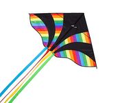 Wide Colorful Kite Rainbow Vivid Colors for Kids and Adults 60 Inches Wings, Single Line Flyer with Long Tail 95 Inches, Easy to Assemble and Fly in Seconds to Catch Wind, Including Reel and Bag, Perfect Flying Toy for Beach, Parks, Backyard and Outdoor Activities – by Tomato Toys