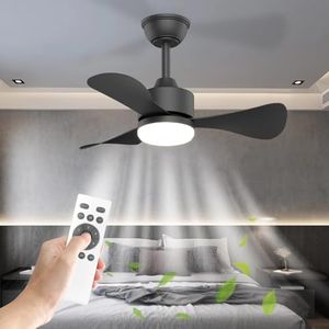 Mefine 71cm Ventilateur Plafond avec Lumiere Silencieux, Petit Ventilateur Plafond avec Telecommande et Réversible DC Moteur, LED Lampe Ventilateur Plafond pour Chambre Salon Cuisine, 6 Vitesses