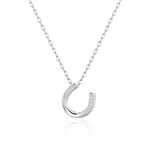 Philip Jones Sterling Silver Horseshoe Necklace Created with Zircondia® Crystals