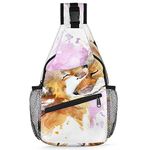 QsirBC Watercolor Fox Sling Bag for Women Crossbody Backpack Purse Shoulder Casual Daypack Cross Body Bags for Travel Cycling Hiking, Watercolor Fox, 7.9 x 3.5 x 14.2 in