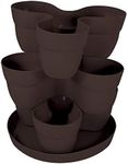 EMSCO Bloomers Stackable Flower Tower Planter – Holds up to 9 Plants – Great Both Indoors and Outdoors – Earth Brown