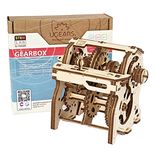 Ugears STEM Gearbox Model Kit - Creative Wooden Model Kits for Adults, Teens and Children - DIY Mechanical Science Kit for Self Assembly - Unique Educational and Engineering 3D Puzzles with App